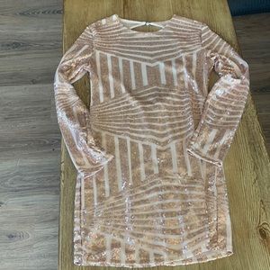 Rose gold sequin long sleeve mini dress. No size, fits like a medium